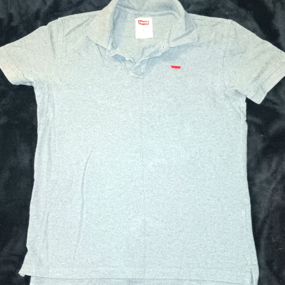 Vintage Shirt Sleeve Levi's Men's Polo Shirt Gray Size Medium